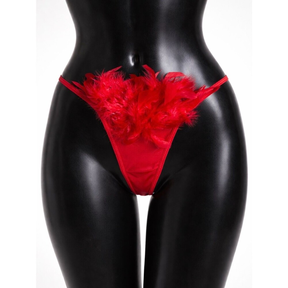 RED FEATHER SAMPLE THONG PANTIES O/S